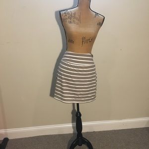 Beach Time ❤️EUC brown tan white striped sz L mini skirt